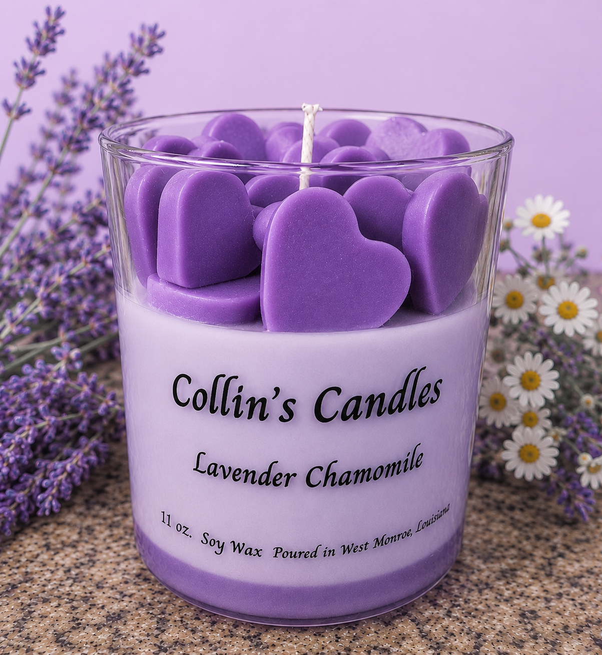 Soy wax candle. Lavender and Chamomile. 11 oz.