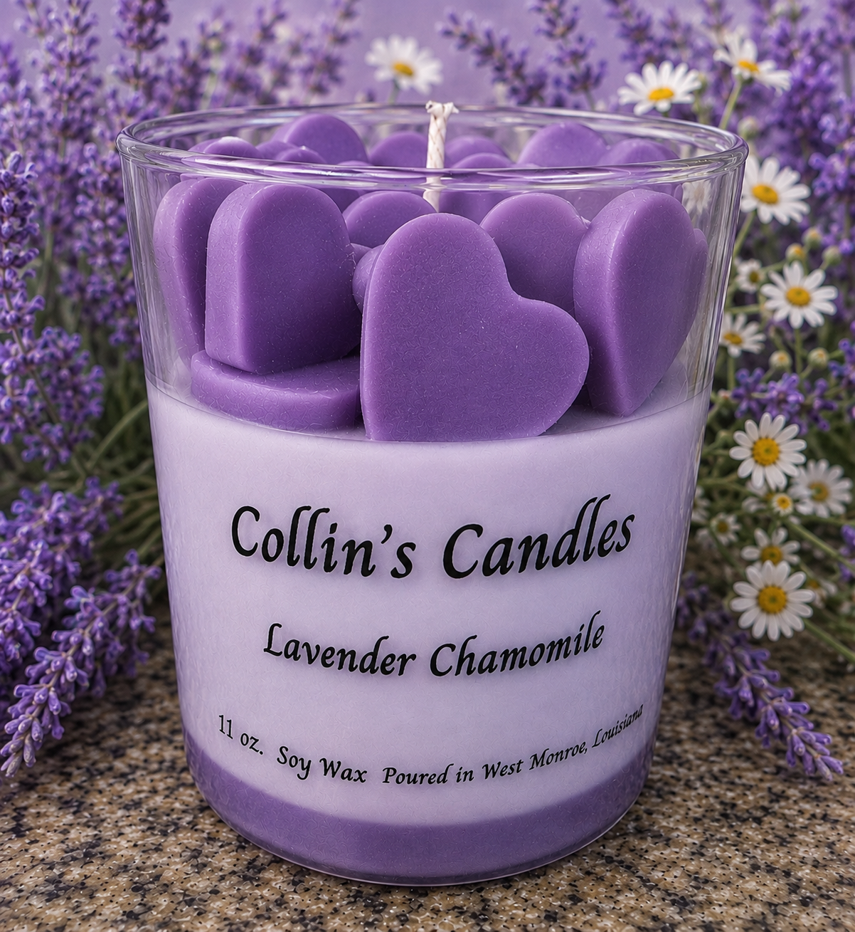 Soy wax candle. Lavender and Chamomile. 11 oz.