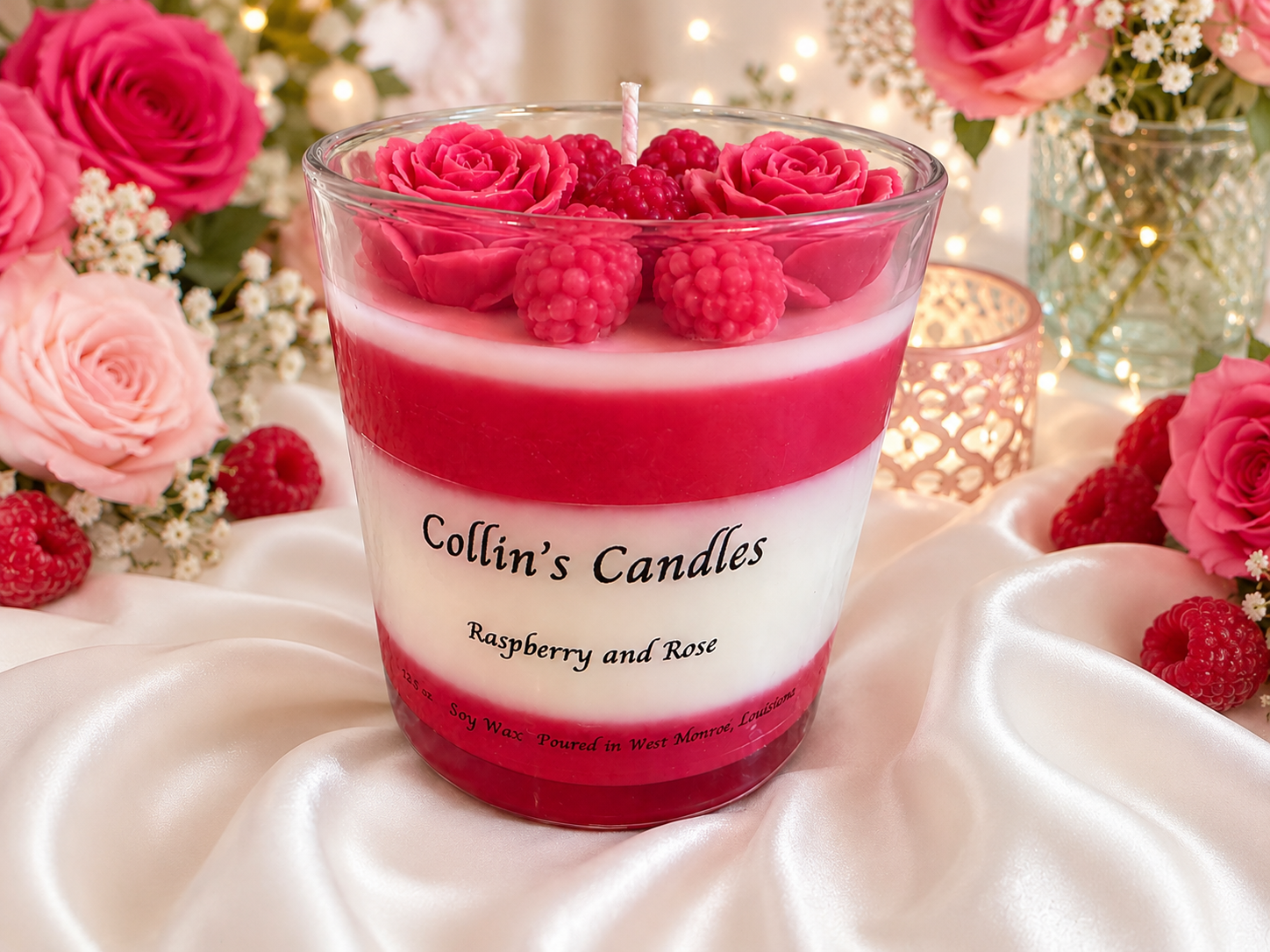 Raspberry and Rose Soy wax candle