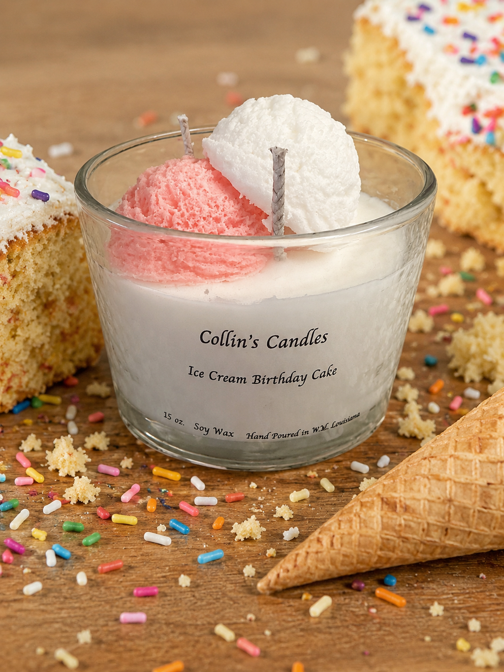 Birthday cake soy candle 15 oz. Candle.
