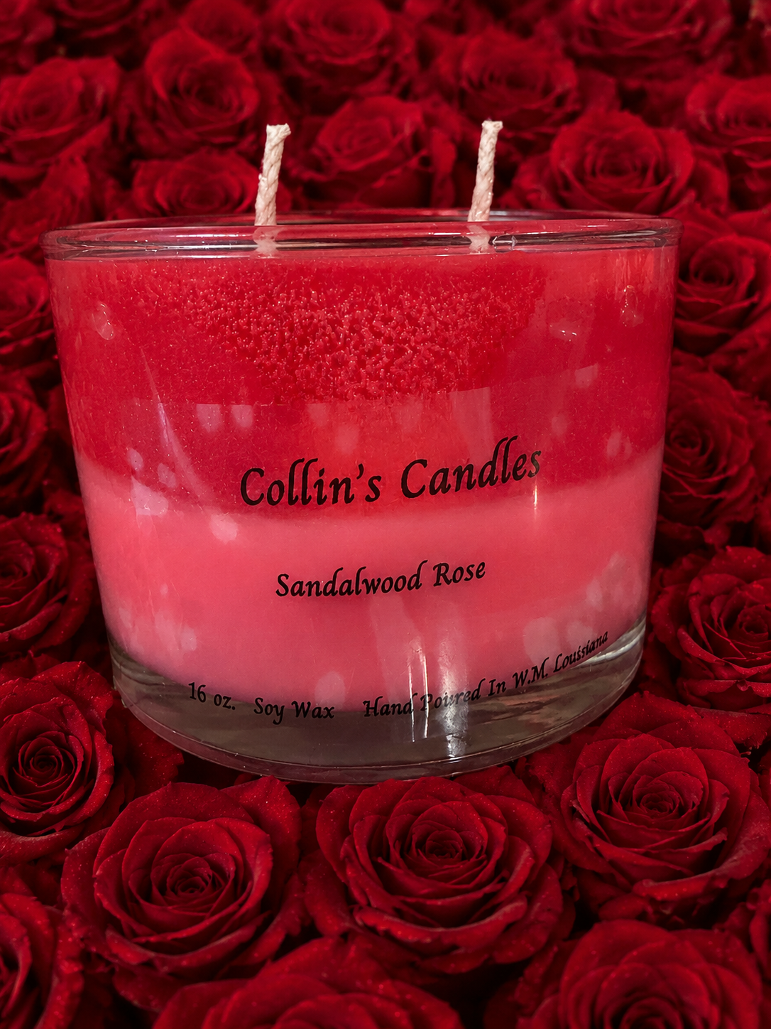 Sandalwood and Rose soy and gel wax candle.